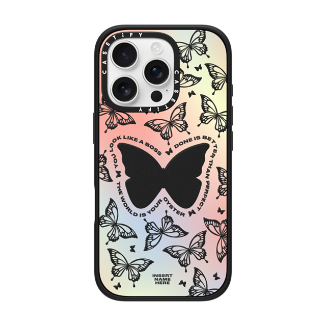 Insert Name Here x CASETiFY iPhone 16 Pro ケース マットブラック インパクトケース MagSafe対応 You Give Me Butterflies