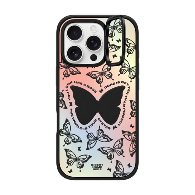 Insert Name Here x CASETiFY iPhone 16 Pro ケース マットブラック インパクトリングスタンドケース MagSafe対応 You Give Me Butterflies