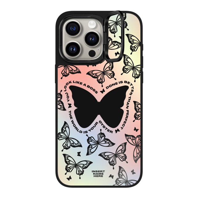 Insert Name Here x CASETiFY iPhone 15 Pro Max ケース Black on Black ミラー リングスタンドケース MagSafe対応 You Give Me Butterflies