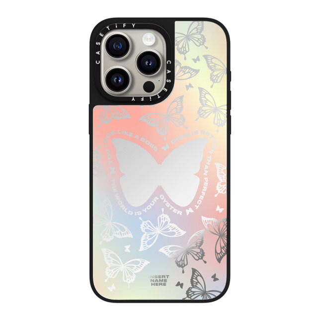 Insert Name Here x CASETiFY iPhone 15 Pro Max ケース Silver on Black ミラーケース MagSafe対応 You Give Me Butterflies