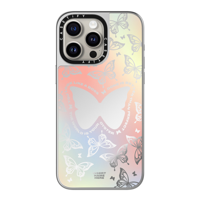 Insert Name Here x CASETiFY iPhone 15 Pro Max Case Butterfly,Pastel シルバー (シルバーバンパー) ミラーケース MagSafe対応 You Give Me Butterflies Mother's Day Insert Name Here x CASETiFY iPhone 15 Pro Max Case Butterfly,Pastel シルバー (シルバーバンパー) ミラーケース MagSafe対応 You Give Me Butterflies Mother's Day