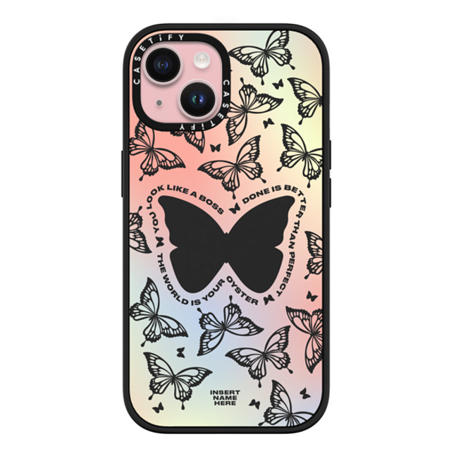 Insert Name Here x CASETiFY iPhone 15 ケース マットブラック インパクトケース MagSafe対応 You Give Me Butterflies