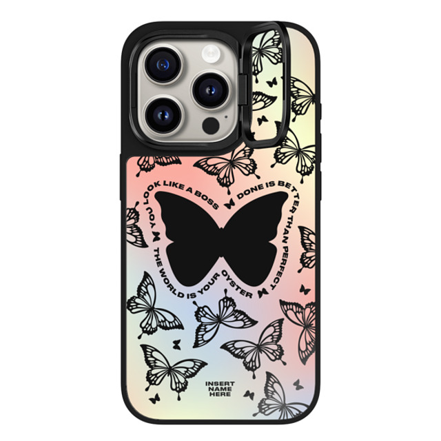 Insert Name Here x CASETiFY iPhone 15 Pro ケース Black on Black ミラー リングスタンドケース MagSafe対応 You Give Me Butterflies