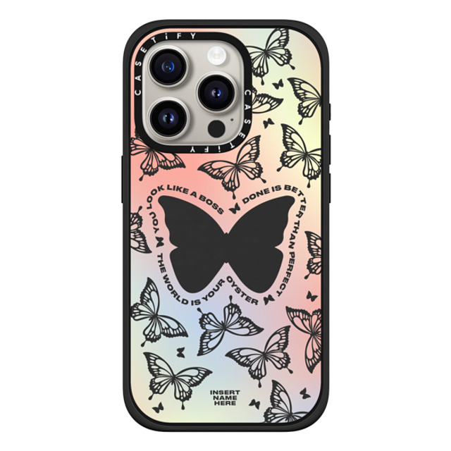 Insert Name Here x CASETiFY iPhone 15 Pro ケース マットブラック インパクトケース MagSafe対応 You Give Me Butterflies