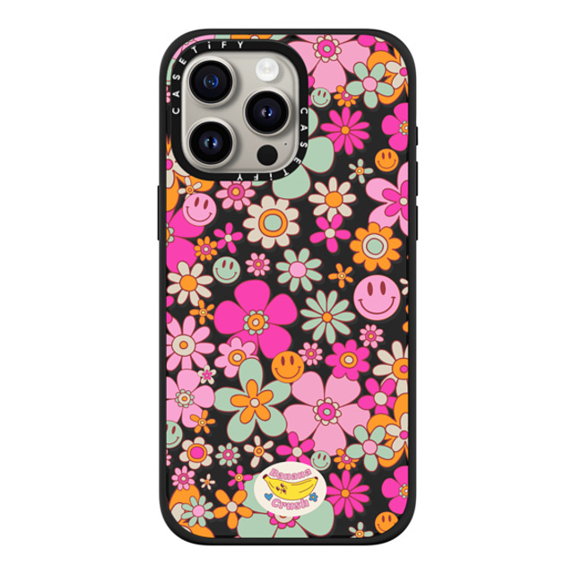 Banana Crush x CASETiFY iPhone 15 Pro Max ケース マットブラック インパクトケース MagSafe対応 Groovy Pattern Clear