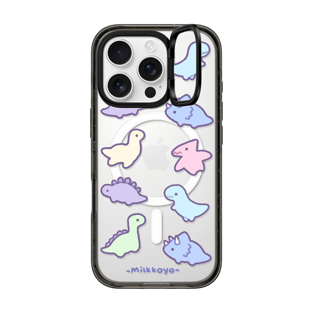 milkkoyo x CASETiFY iPhone 16 Pro ケース Animal,Cartoon ブラック インパクトリングスタンドケース MagSafe対応 Dinosaurs by Milkkoyo Father's Day milkkoyo x CASETiFY iPhone 16 Pro ケース Animal,Cartoon ブラック インパクトリングスタンドケース MagSafe対応 Dinosaurs by Milkkoyo Father's Day
