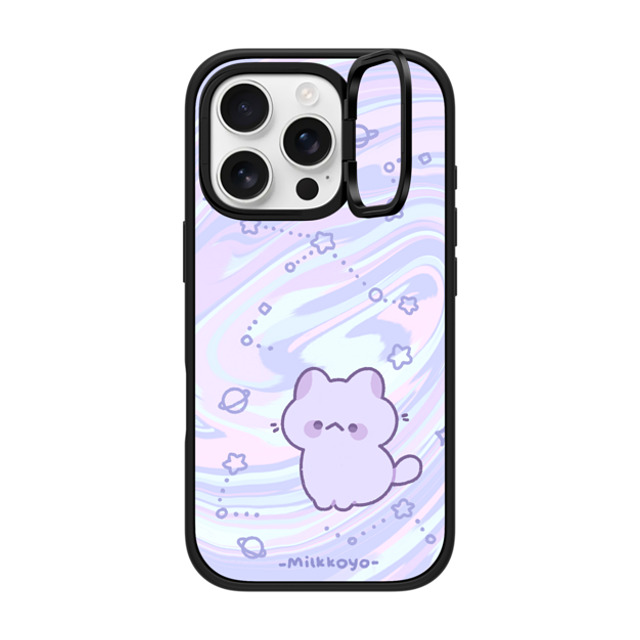 milkkoyo x CASETiFY iPhone 16 Pro ケース マットブラック インパクトリングスタンドケース MagSafe対応 Space Kitty by Milkkoyo