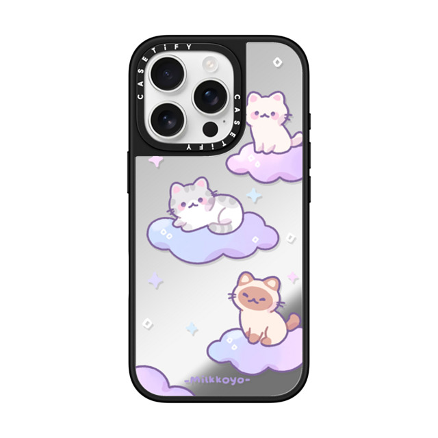 milkkoyo x CASETiFY iPhone 16 Pro Case Cat,Star Silver on Black Mirror Case MagSafe Compatible Cloud Kitties Phone Case Back to School milkkoyo x CASETiFY iPhone 16 Pro Case Cat,Star Silver on Black Mirror Case MagSafe Compatible Cloud Kitties Phone Case Back to School