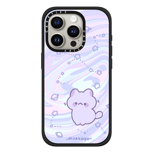 milkkoyo x CASETiFY iPhone 15 Pro ケース マットブラック インパクトケース MagSafe対応 Space Kitty by Milkkoyo