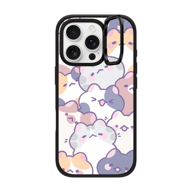 milkkoyo x CASETiFY iPhone 16 Pro ケース マットブラック インパクトリングスタンドケース MagSafe対応 Cats! by Milkkoyo