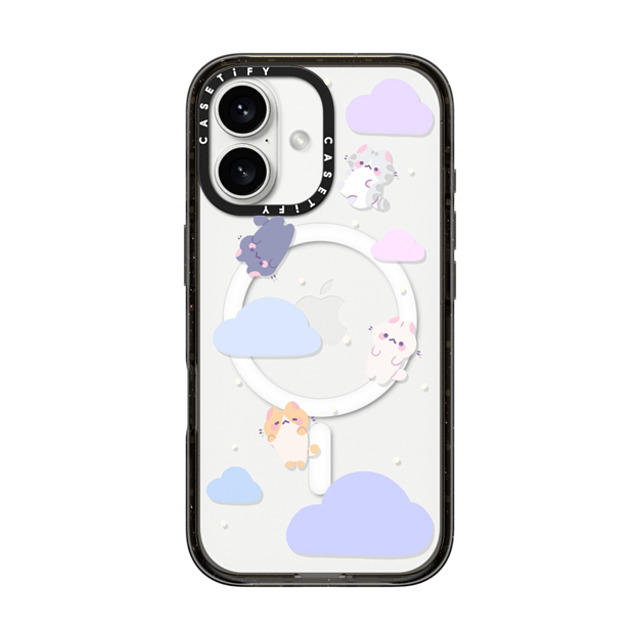 milkkoyo x CASETiFY iPhone 16 ケース ブラック インパクトケース MagSafe対応 Falling cats by Milkkoyo