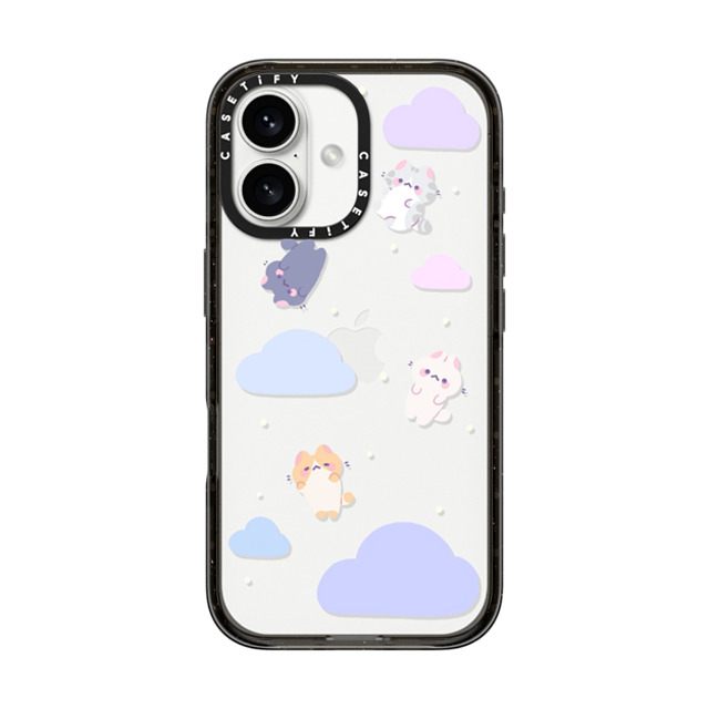 milkkoyo x CASETiFY iPhone 16 ケース ブラック インパクトケース Falling cats by Milkkoyo