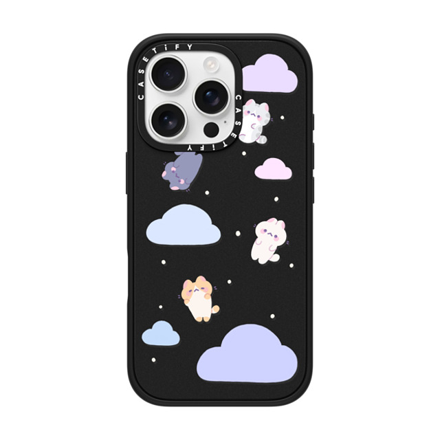 milkkoyo x CASETiFY iPhone 16 Pro ケース マットブラック インパクトケース MagSafe対応 Falling cats by Milkkoyo