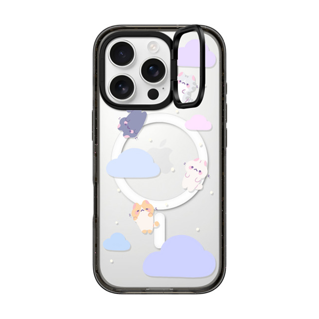 milkkoyo x CASETiFY iPhone 16 Pro ケース ブラック インパクトリングスタンドケース MagSafe対応 Falling cats by Milkkoyo