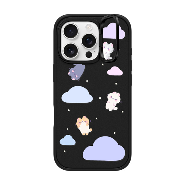 milkkoyo x CASETiFY iPhone 16 Pro ケース マットブラック インパクトリングスタンドケース MagSafe対応 Falling cats by Milkkoyo