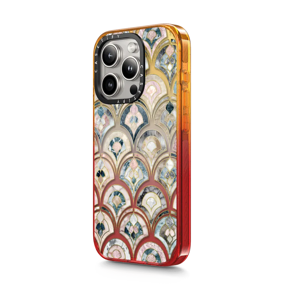Impact iPhone 15 Pro Case - Art Deco Marble Tiles in Soft Pastel on transparent 2