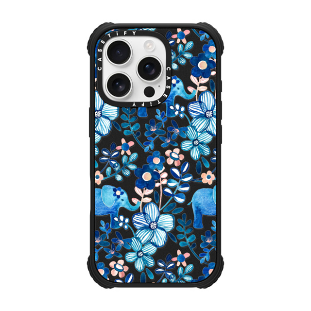 CASETiFY iPhone 16 Pro Case Matte Black ウルトラ インパクトケース MagSafe 対応 Animal,Floral Little Blue Elephant Watercolor Floral on Transparent CASETiFY iPhone 16 Pro Case Matte Black ウルトラ インパクトケース MagSafe 対応 Animal,Floral Little Blue Elephant Watercolor Floral on Transparent