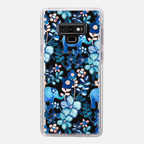 

Samsung Galaxy / LG / HTC / Nexus Phone Case - Little Blue Elephant Watercolor Floral on Transparent