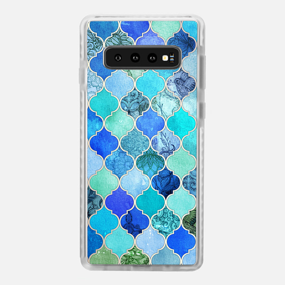 

Samsung Galaxy / LG / HTC / Nexus Phone Case - Cobalt Blue, Aqua & Silver Grey Decorative Moroccan Tile Pattern