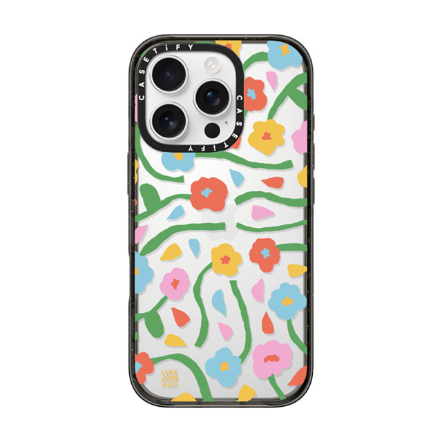 Luke John Matthew Arnold x CASETiFY iPhone 16 Pro ケース Floral,Cartoon ブラック インパクトケース Rainbow Pansies by LJMA Father's Day Luke John Matthew Arnold x CASETiFY iPhone 16 Pro ケース Floral,Cartoon ブラック インパクトケース Rainbow Pansies by LJMA Father's Day