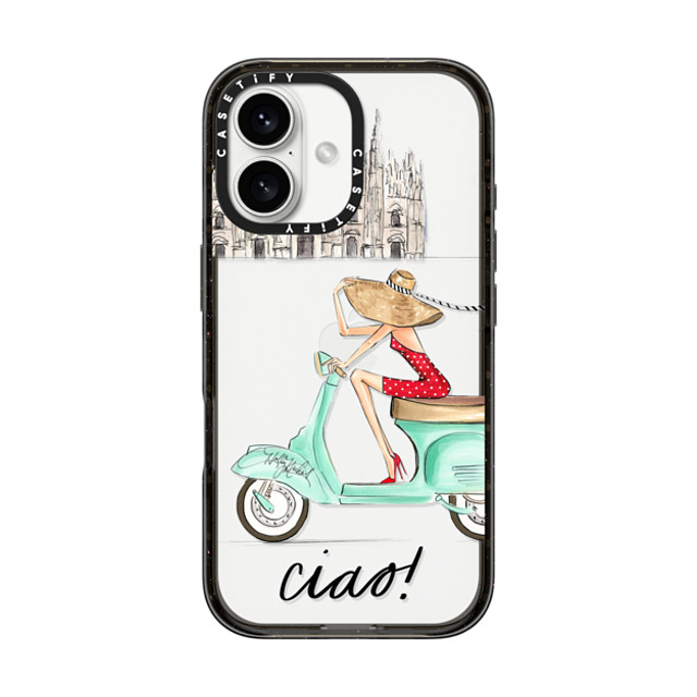 Holly Nichols x CASETiFY iPhone 16 Case Travel,Portraiture Black Impact Case Ciao- Vespa Girl Milan Italy (fashion illustration transparent case) Mother's Day Holly Nichols x CASETiFY iPhone 16 Case Travel,Portraiture Black Impact Case Ciao- Vespa Girl Milan Italy (fashion illustration transparent case) Mother's Day