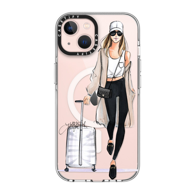 Holly Nichols x CASETiFY iPhone 13 ケース クリア クリア ケース MagSafe対応 Ready, Set, Jet (Travel Girl Fashion Illustration)