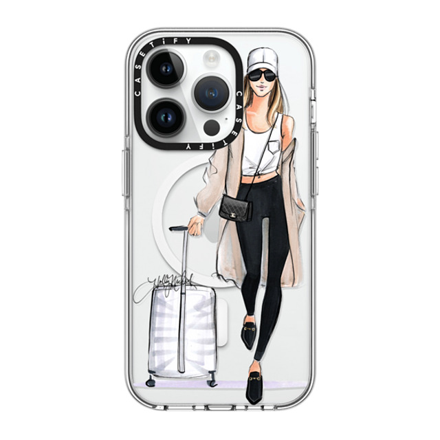 Holly Nichols x CASETiFY iPhone 14 Pro ケース クリア クリア ケース MagSafe対応 Ready, Set, Jet (Travel Girl Fashion Illustration)