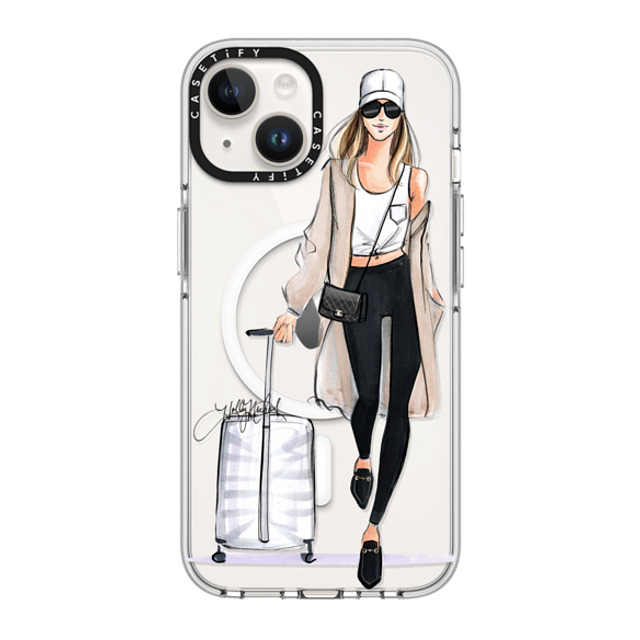 Holly Nichols x CASETiFY iPhone 14 ケース クリア クリア ケース MagSafe対応 Ready, Set, Jet (Travel Girl Fashion Illustration)