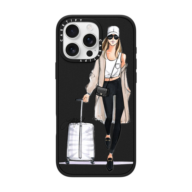 Holly Nichols x CASETiFY iPhone 16 Pro Max ケース マットブラック インパクトケース MagSafe対応 Ready, Set, Jet (Travel Girl Fashion Illustration)