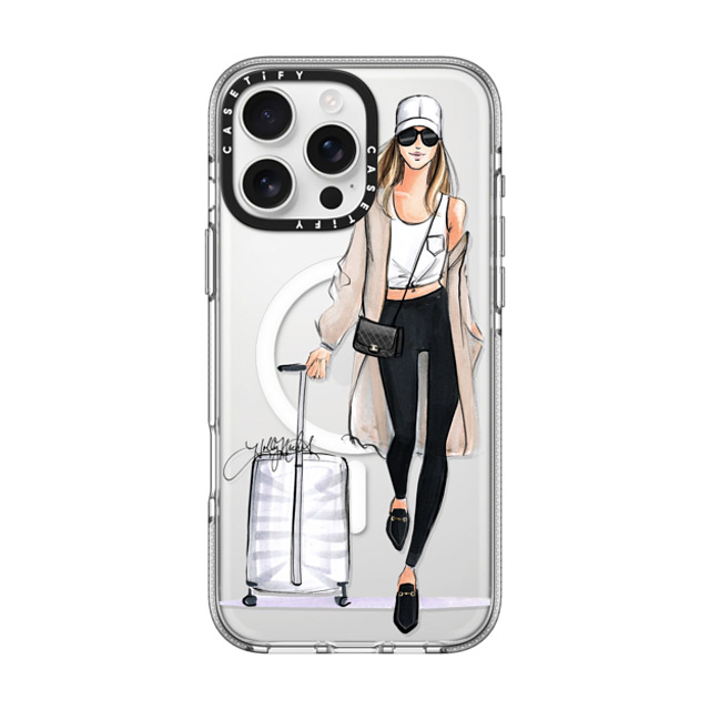 Holly Nichols x CASETiFY iPhone 16 Pro Max ケース クリア クリア ケース MagSafe対応 Ready, Set, Jet (Travel Girl Fashion Illustration)