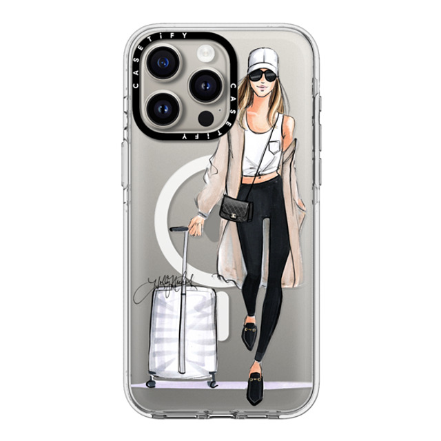 Holly Nichols x CASETiFY iPhone 15 Pro Max ケース クリア クリア ケース MagSafe対応 Ready, Set, Jet (Travel Girl Fashion Illustration)