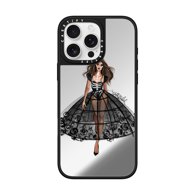 Holly Nichols x CASETiFY iPhone 16 Pro Max ケース Silver on Black ミラーケース MagSafe対応 Haunted, Halloween Couture Girl