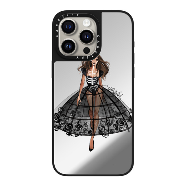 Holly Nichols x CASETiFY iPhone 15 Pro Max ケース Silver on Black ミラーケース MagSafe対応 Haunted, Halloween Couture Girl