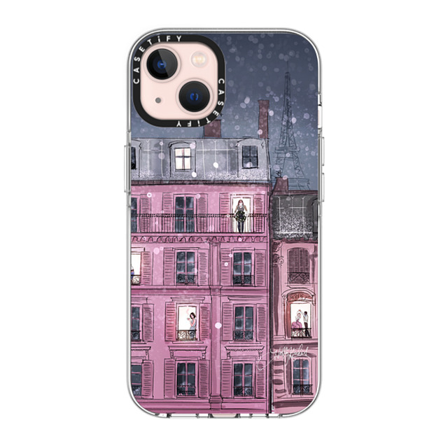 Holly Nichols x CASETiFY iPhone 13 ケース クリア クリア ケース MagSafe対応 Winter in Paris (Holiday Fashion Illustration Case)