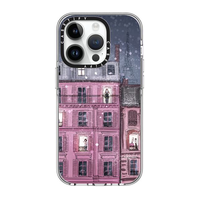 Holly Nichols x CASETiFY iPhone 14 Pro ケース クリア クリア ケース MagSafe対応 Winter in Paris (Holiday Fashion Illustration Case)