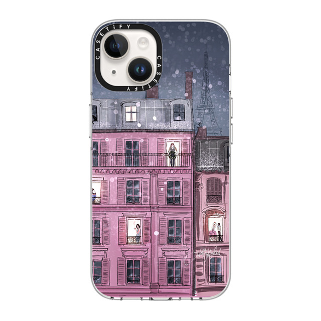 Holly Nichols x CASETiFY iPhone 14 ケース クリア クリア ケース MagSafe対応 Winter in Paris (Holiday Fashion Illustration Case)