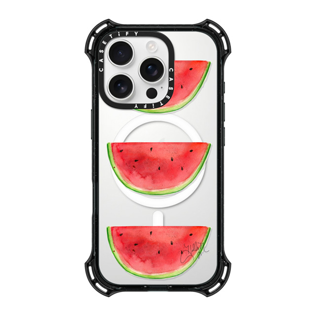 Holly Nichols x CASETiFY iPhone 16 Pro ケース ブラック バウンスケース Watermelons Stacked (Transparent)