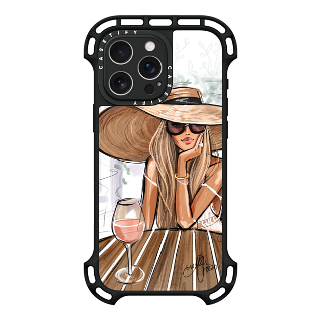 Holly Nichols x CASETiFY iPhone 16 Pro Max ケース ブラック ウルトラ バウンスケース MagSafe対応 Rose Dreamer (Blonde) Fashion Illustration Case