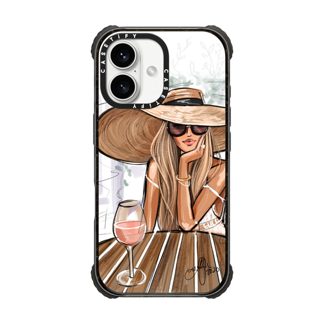 Holly Nichols x CASETiFY iPhone 16 ケース ブラック ウルトラ インパクトケース MagSafe 対応 Rose Dreamer (Blonde) Fashion Illustration Case