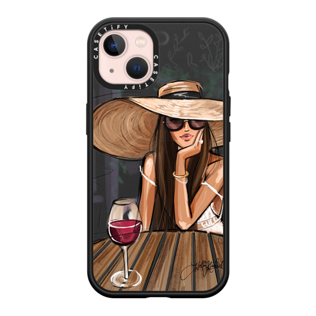 Holly Nichols x CASETiFY iPhone 13 ケース マットブラック インパクトケース MagSafe対応 Dreamer with Red Wine (Fashion Illustration)