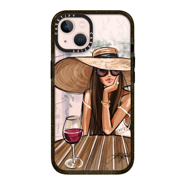 Holly Nichols x CASETiFY iPhone 13 ケース ブラック インパクトケース Dreamer with Red Wine (Fashion Illustration)