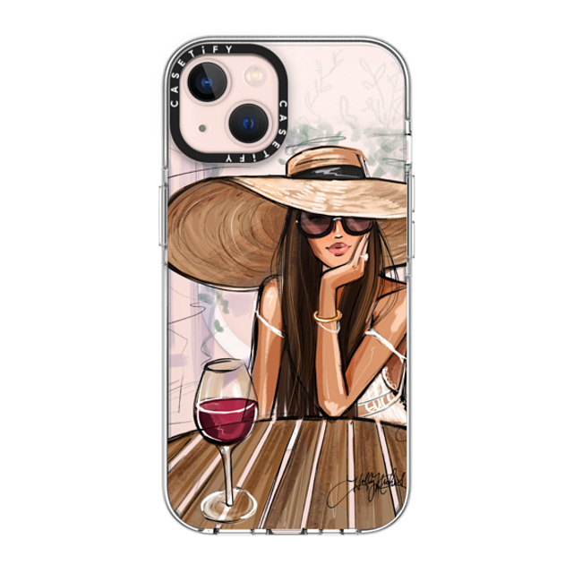 Holly Nichols x CASETiFY iPhone 13 ケース クリア クリア ケース MagSafe対応 Dreamer with Red Wine (Fashion Illustration)