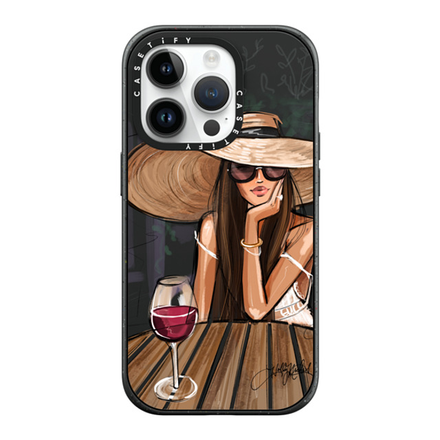 Holly Nichols x CASETiFY iPhone 14 Pro ケース マットブラック インパクトケース MagSafe対応 Dreamer with Red Wine (Fashion Illustration)