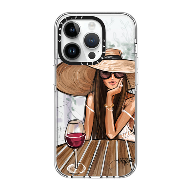 Holly Nichols x CASETiFY iPhone 14 Pro ケース クリア クリア ケース MagSafe対応 Dreamer with Red Wine (Fashion Illustration)