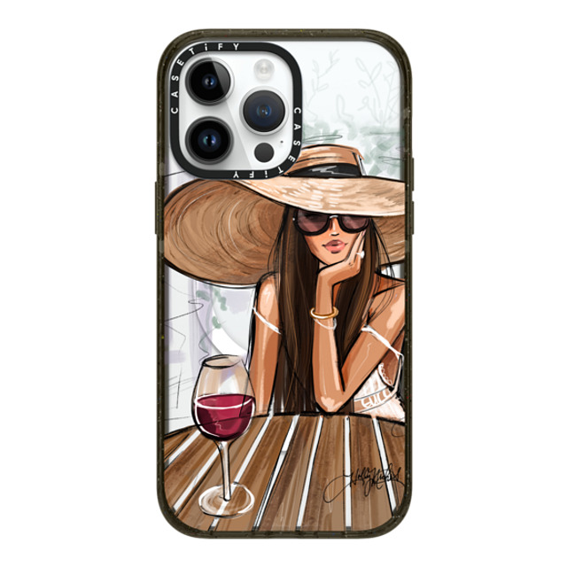 Holly Nichols x CASETiFY iPhone 14 Pro Max ケース ブラック インパクトケース MagSafe対応 Dreamer with Red Wine (Fashion Illustration)