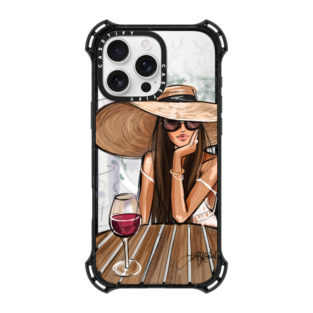 Holly Nichols x CASETiFY iPhone 16 Pro Max ケース ブラック バウンスケース Dreamer with Red Wine (Fashion Illustration)