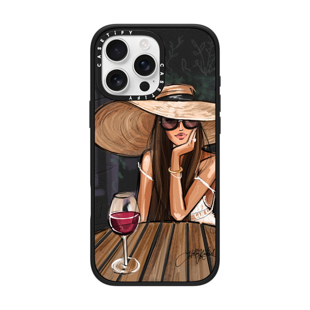 Holly Nichols x CASETiFY iPhone 16 Pro Max ケース マットブラック インパクトケース Dreamer with Red Wine (Fashion Illustration)