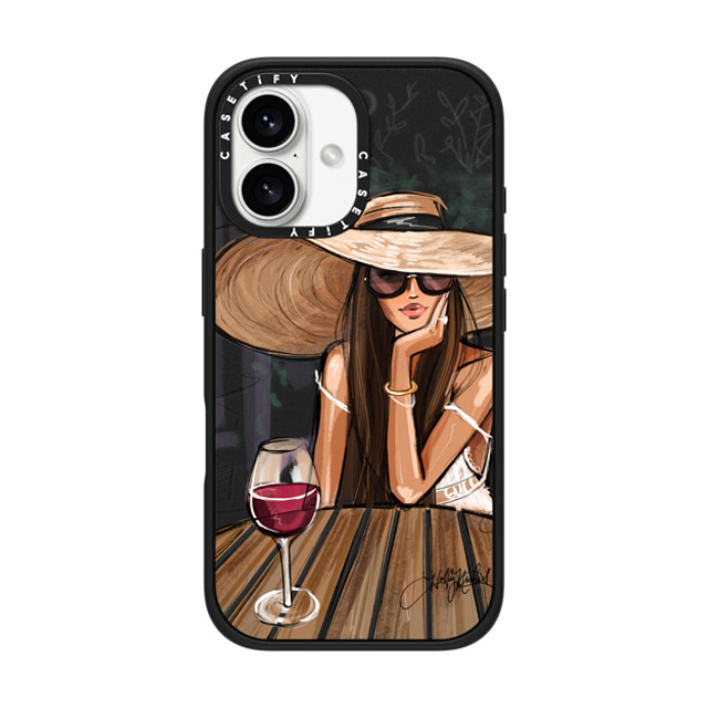 Holly Nichols x CASETiFY iPhone 16 ケース マットブラック インパクトケース MagSafe対応 Dreamer with Red Wine (Fashion Illustration)
