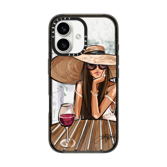 Holly Nichols x CASETiFY iPhone 16 ケース ブラック インパクトケース Dreamer with Red Wine (Fashion Illustration)