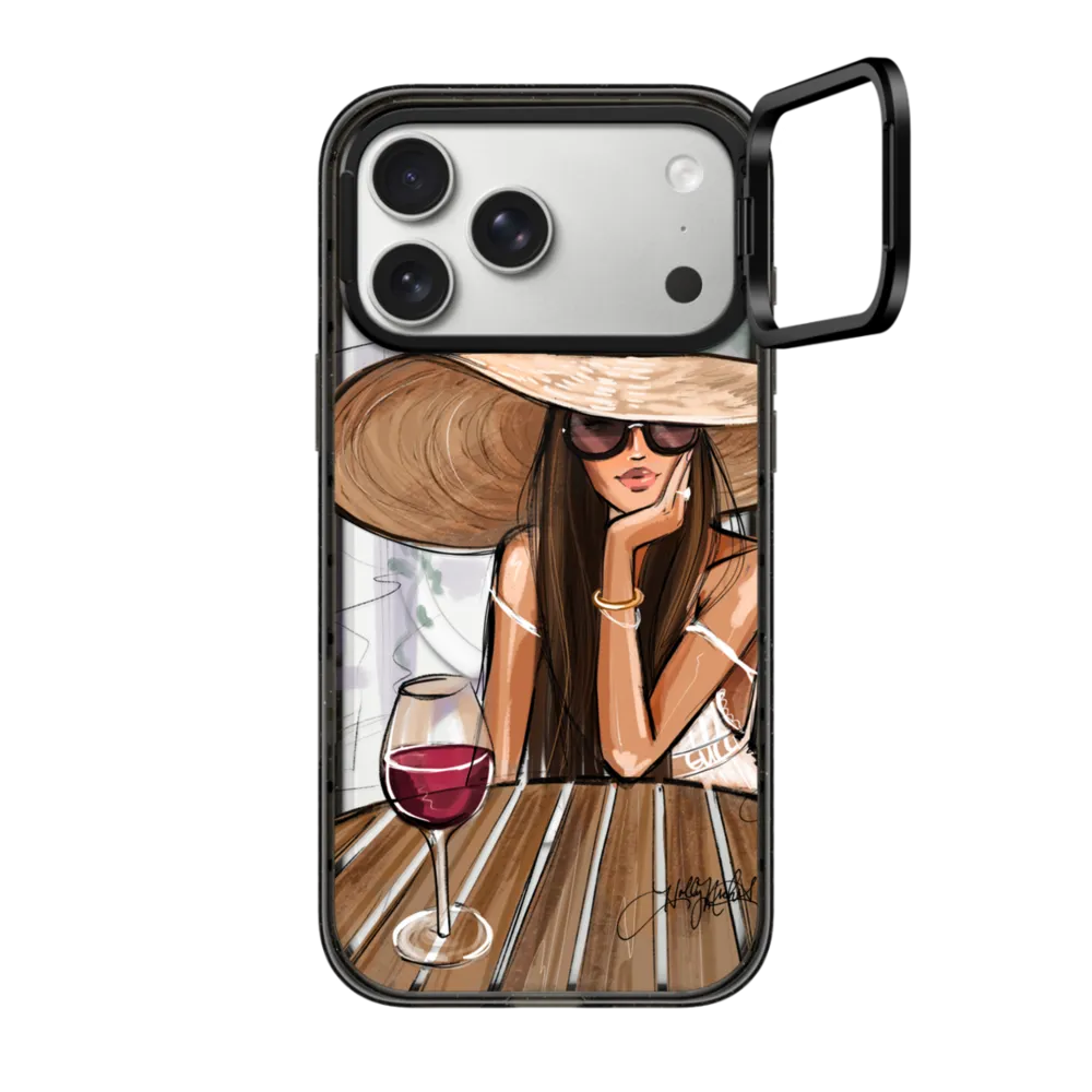 Impact Ring Stand iPhone 17 Pro Max Case MagSafe Compatible - Dreamer with Red Wine (Fashion Illustration)